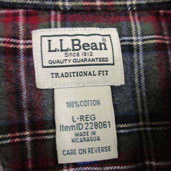 L.L. Bean Mens Scotch Plaid Flannel Shirt size L Traditional Fit Brushed Soft - Picture 2 of 7